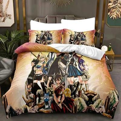 Imagen de Fairy Tail Juego de Cama 3 Piezas Anime Individual o Doble con Funda edredón y Fundas Almohada