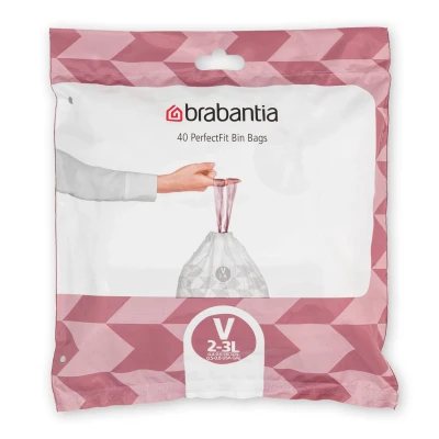 Imagen de Brabantia Bolsas de Basura PerfectFit (Código V/2 3L) Extra Resistentes con cinta cierre (40 Bolsas)