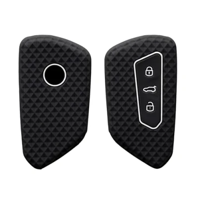Imagen de kwmobile Funda Compatible con VW Golf 8 Llave de Coche 3 Botones Carcasa Protectora Silicona para Case en Negro/Blanco