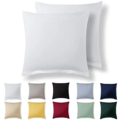 Imagen de Alreya Juego de 2 Fundas Almohada 100% Algodón Jersey 60 x cm Blanco Funda Cojín para Cama 60x60 Cojínes sofá hipoalergénica
