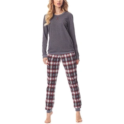 Imagen de Merry Style Pijama Conjunto Camiseta y Pantalones Mujer MS10 168(Melange Oscuro Burdeos, 3XL)