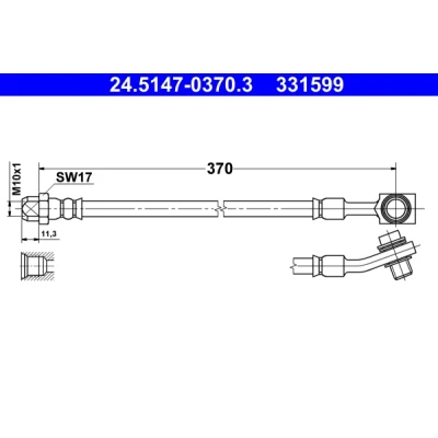 Imagen de ATE 24.5147 0370.3 Latiguillos de Freno 370 M10x1 MERCEDES BENZ: Clase C Berlina