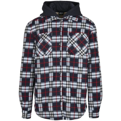 Imagen de Urban Classics Hooded Polar Fleece Overshirt Forro polar, Hombre, Talla: Medium, Midnightnavy/red