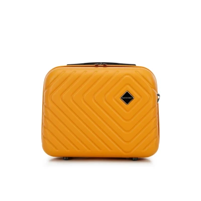 Imagen de WITTCHEN Cube colección Maleta cosmética Bolso de cosméticos ABS con Relieve geométrico Correa Desmontable y Ajustable Talla XS Naranja