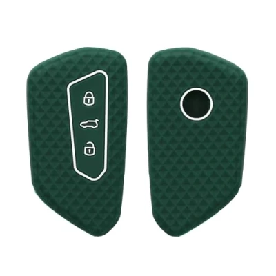 Imagen de kwmobile Funda Compatible con VW Golf 8 Llave de Coche 3 Botones Carcasa Protectora Silicona para Case en Verde Bosque