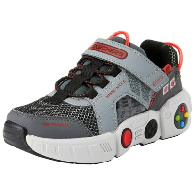 Imagen de Skechers Boys, Zapatillas, Grey Synthetic/Black Textile/Multi Trim, 35.5 EU