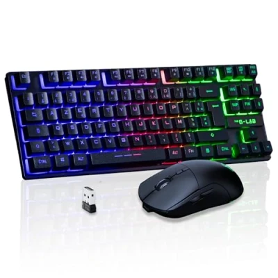 Imagen de The G Lab Combo Oxygen EX Pack Teclado y Raton inalámbrico Gaming con LED RGB Formato TKL, Layout Español inalámbrico, 3200 dpi PC/PS4/PS5 Nuevo