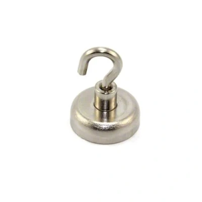 Imagen de Magnet de Sujeción Neodimio Con Gancho M5 Para Colgar, Sostener O Mostrar Elementos 25mm Diámetro x 36mm Alto 20kg.