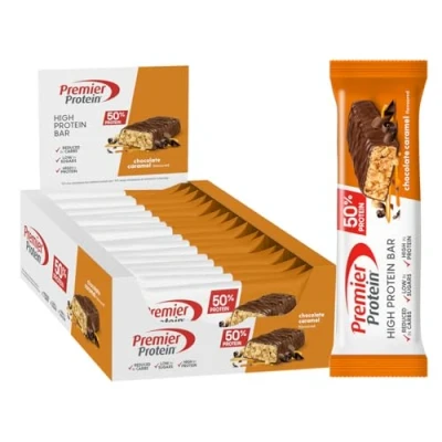 Imagen de Premier Protein High Bar Chocolate Caramel 16x40g Alto contenido en proteínas + Sin aceite de palma