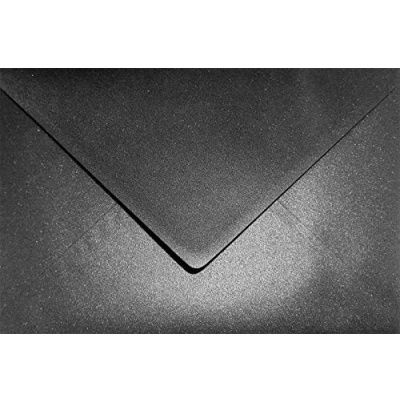 Imagen de Netuno 100 sobres nacarados negros DIN C5 162x229mm 120g Aster Metallic Black con solapa engomada puntiaguda sin ventana para invitaciones boda Navidad tarjetas bricolaje fiestas cartas menús folleto