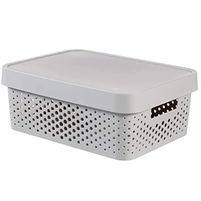 Imagen de CURVER 229163 Caja con Tapa de 11 L, Resina, Gris, 27x36.299999999999997x13.8 cm