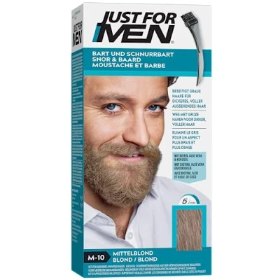 Imagen de Just for men M10 Colorante para bigote y barba, color rubio medio, elimina las canas un aspecto más tupido abundante