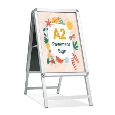 Imagen de STANDNEE A2 Tablero de letreros con marco letrero pavimento Pantalla doble cara soporte para publicidad (Plata A2)
