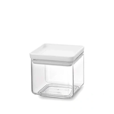 Imagen de Brabantia tasty + bote apilable cuadrado de plástico transparente, 0.7 l, tapa light grey
