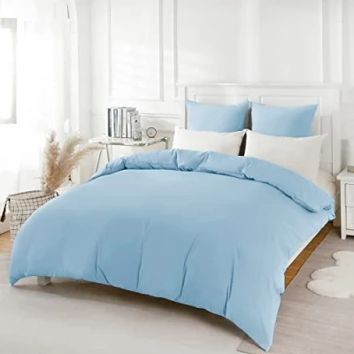 Imagen de REDKEY Funda Nordica Cama 90,Juego de Edredon 155x220 y 1 Fundas Almohada 80x80cm Juego Microfibra cepillada Suave (Azul Claro)