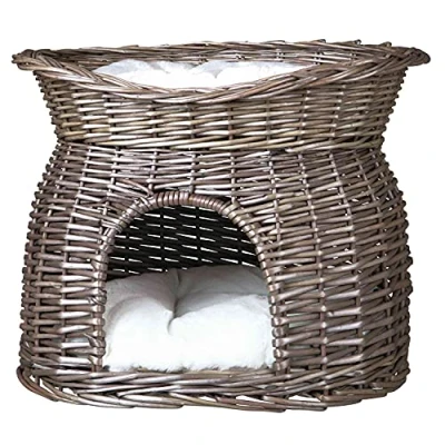 Imagen de Trixie Cueva Mimbre, Cama Arriba, 2 Cojines, 54 x 43 37 cm, Gris, Gato