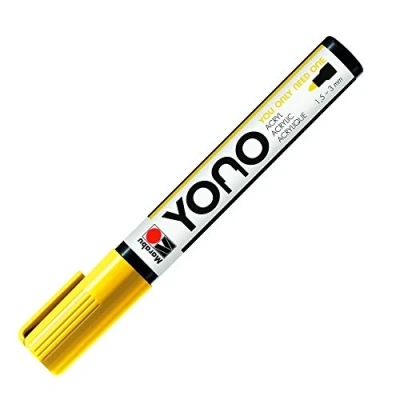 Imagen de Marabu YONO 12400103019 rotulador amarillo 019, versátil acrílico con punta redonda japonesa, resistente a la luz y al agua, para casi todas las superficies, 1,5 3 mm