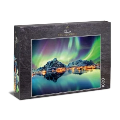 Imagen de Ulmer Puzzleschmiede Puzzle Danza de la Aurora Boreal: 1000 Piezas Espectacular Boreal sobre Lofoten, Noruega