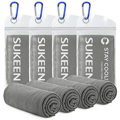 Imagen de Sukeen [Paquete de 4 Toalla enfriamiento (40 x 12 Pulgadas), Hielo, Suave y Transpirable, Microfibra para Yoga, Deportes, Correr, Gimnasio, Entrenamiento, Camping,