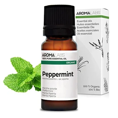 Imagen de BIO Aceite Esencial Menta piperita 10mL 100% Puro, Natural, Quimiotipado y Certificado AB AROMA LABS (Marca Francesa)