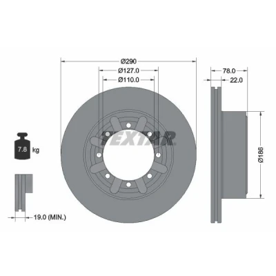 Imagen de TEXTAR 92322303 Disco de freno 290 22 08/08 127 ventilación interna revestido sin perno sujeción rueda, buje rueda NISSAN: Cabstar