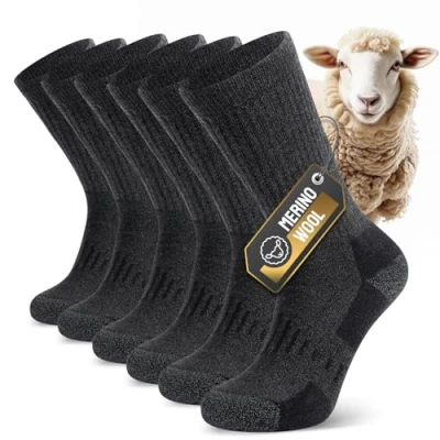 Imagen de TIBISI Calcetines de lana merino para correr térmicos Invierno Senderismo Deportes Trabajo hombres mujeres Transpirable Cálido 3 pares