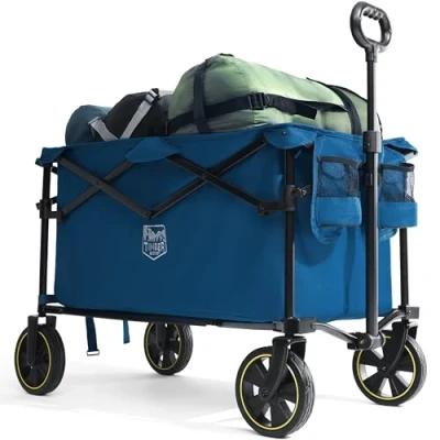 Imagen de TIMBER RIDGE Carro Camping Plegable 200L con Portavasos Mango Ajustable de Jardín para Todos los Terrenos Al Aire Libre Compras Pesca Carga MAX 100kg