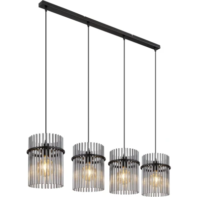 Imagen de Globo Lámpara colgante Gorley, longitud 110 cm, gris humo, 4 luces, cristal