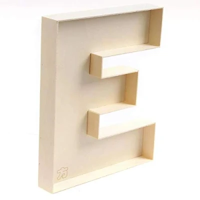 Imagen de letra E rellenable de madera sin terminar, hecha A mano, buzón Z