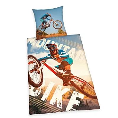 Imagen de Herding Young Collection Juego de Ropa Cama Reversible para Bicicleta montaña, Funda nórdica 135 x 200 cm, Almohada 80 algodón Reforzado