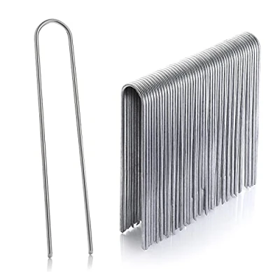 Imagen de GardenMate 50 Grapas de sujeción GALVANIZADAS Alambre Acero Longitud 200 mm, Ancho 25 Ø 3,8 Cabeza Redonda para Suelos Extremadamente Duros