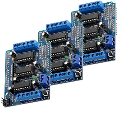 Imagen de AZDelivery 3 x L293D Motor Driver Shield Conductor, 4 Canales Paso a Paso, Stepper Expansion Board Compatible con Arduino E Book Incluido!