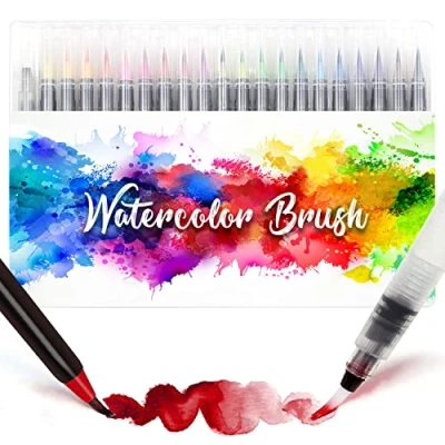 Imagen de Amteker Rotuladores Punta Pincel 24+1 Lettering Acuarelable, con Tinta de Manga, Juego Caligrafía, Agua Acuarela, Perfecta para Caligrafia, Regalo