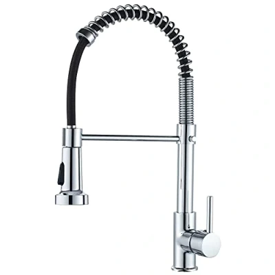 Imagen de Grifo de cocina extraible con resorte monomando muelle latóngrifos para fregadero Agua Caliente y Fría (cromo)