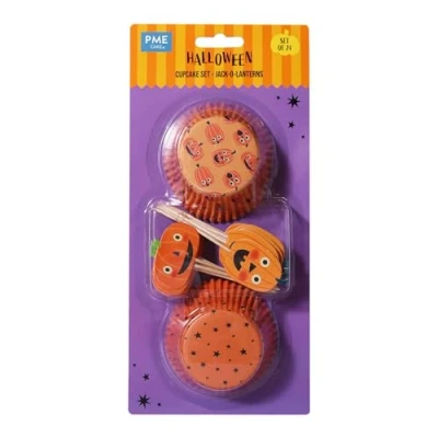 Imagen de PME Halloween Set de 48 Cápsulas para Cupcakes y Toppers Jack o Lantern