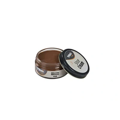 Imagen de TRG The One Crema Protectora para Calzado de Cuero a base ceras Betún Zapatos Piel y Sintética Nutre, da brillo mantiene el color Shoe Cream #168 Whiskey, 50ml