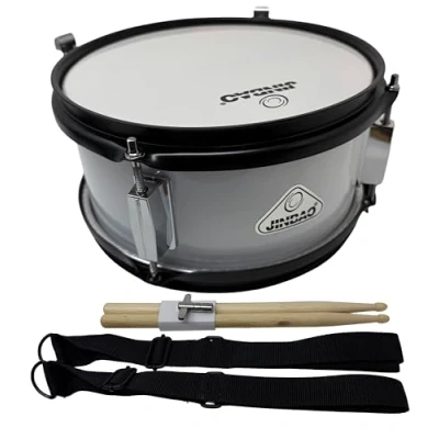 Imagen de ROCKSTAR Tambor Caja de Madera Afinable para jóvenes músicos Jinbao L1005WH incluye Correa y Baquetas, Instrumento Musical Banda Infantil