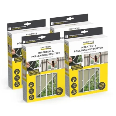 Imagen de EASYmaxx Mosquitera antipolen para Ventanas con Magic Click Cortada a Medida Todas Las de hasta 150 x 130 cm Fácil instalación 12 imanes sin taladrar ni atornillar [4 Piezas]
