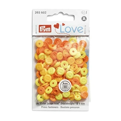 Imagen de Prym Love Snaps Mini Aspecto de Costura, Color Amarillo Fasteners, Light Yellow, Orange, 9 mm