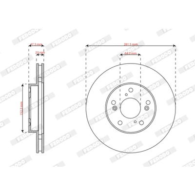 Imagen de FERODO Disco de freno HONDA: Accord 7 Limousine, Tourer 282mm 23mm 5 ventilado aceitado DDF2574 45251SDCA00,45251TA0A00,45251TA0A01