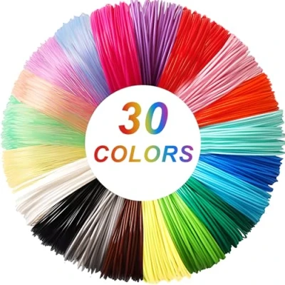 Imagen de Fervalyna Filamento Impresora 3D, Filamentos Lapiz 3D para Bolígrafo 30 Colores, 3 metros por color, Recambios de PLA 1.75 mm Boli Niños y Adultos, Pluma e Impresoras