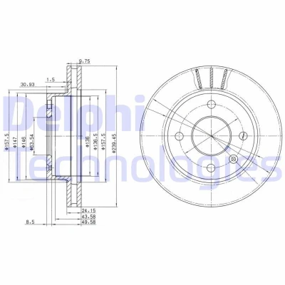 Imagen de DELPHI BG2367 Disco de freno 240 24 4 ventilado aceitado sin procesar cojinete rueda, anillo sensor ABS FORD: ESCORT 4, Sierra Mk2 Berlina