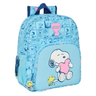 Imagen de SNOOPY LOVE Mochila Escolar Niño, Infantil, Adaptable a Carro, Ideal para Niños en Edad Escolar, Cómoda y Versátil, Calidad Resistencia, 32x12x38 cm