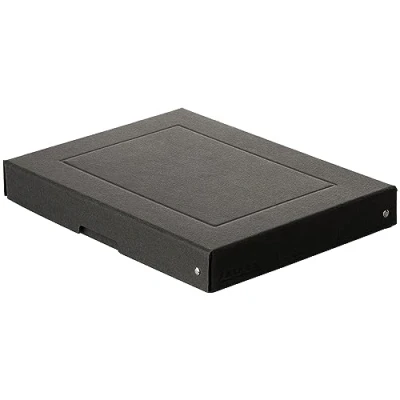 Imagen de FALKEN PureBox Caja de almacenaje con tapa cartón reciclado resistente, diseño ángel azul, vegano, 40 mm altura, DIN A4, color negro