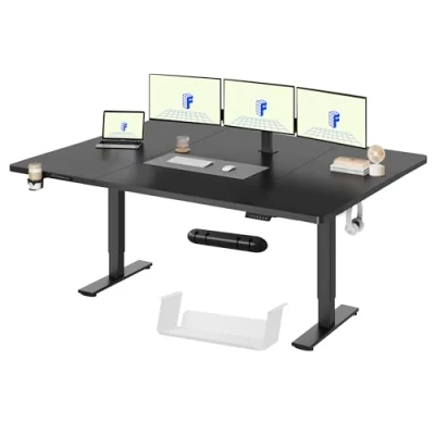 Imagen de FLEXISPOT Escritorio de Pie con Tablero (Negro,200x80cm), Standing Desk, Elevable Eléctrico Ordenador Mesa Gaming Ajustable en Altura Memoria Automática Inteligente