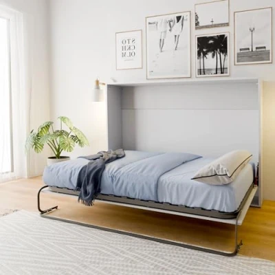 Imagen de MUEMUE Cama abatible aglomerado melaminizado Blanca Elsa 135x190cm MUCM 0022