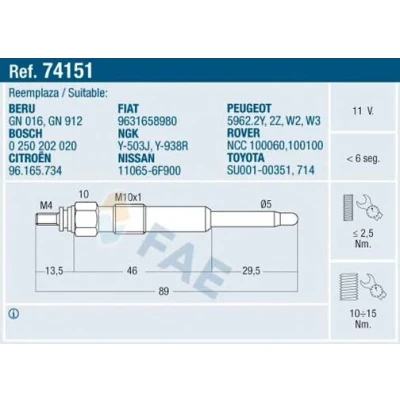 Imagen de Bujía de precalentamiento FAE 74151
