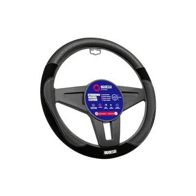 Imagen de SPARCO S122 SPCS122BK Funda cubierta para el volante negro 37 38cm PVC, cuero elástico