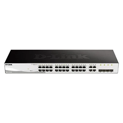 Imagen de D Link DGS 1210 28/E Switch 24 Puertos Gigabit y 4 SFP Combo 100/1000 Mbps (Altura 1U, VLAN automática para Video vigilancia telefonía IP) Solo Cable de alimentación la UE
