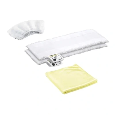 Imagen de Kärcher Kit de paños microfibra para la cocina, 2 suelos, 1 funda boquilla manual y paño acero inoxidable, compatible con las limpiadoras a vapor SC